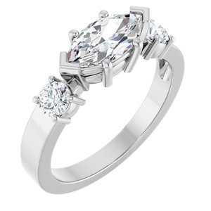18K White Gold 9.5x5 mm Marquise Ring Mounting