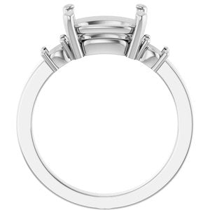 14K X1 White Gold 10x8 mm Elongated Cushion Ring Mounting – image 4