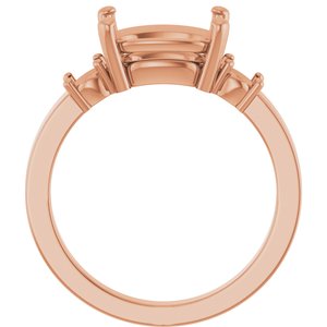 14K Rose Gold 10x8 mm Elongated Cushion Ring Mounting – image 4