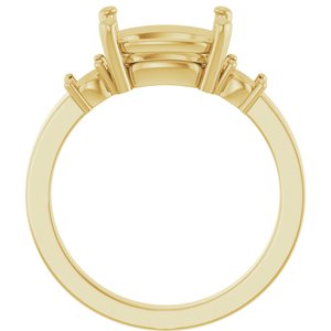 18K Yellow Gold 10x8 mm Elongated Cushion Ring Mounting – image 4