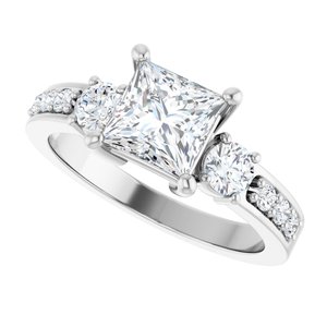 10K White Gold 6x6 mm Square Ring Mounting – image 8