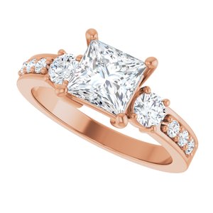 10K Rose Gold 6x6 mm Square Ring Mounting – image 8
