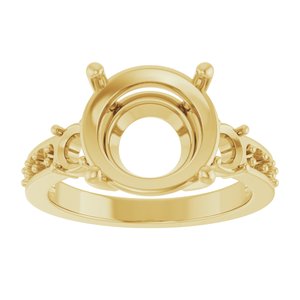 14K Yellow Gold 11 mm Round Ring Mounting – image 6