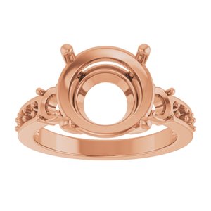 14K Rose Gold 11 mm Round Ring Mounting – image 6