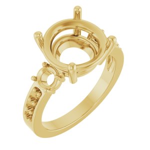 10K Yellow Gold 11 mm Round Ring Mounting – image 2