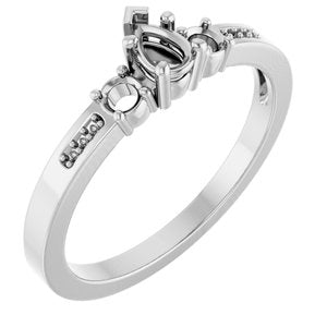 18K White Gold 4.5x3 mm Pear Ring Mounting – image 2