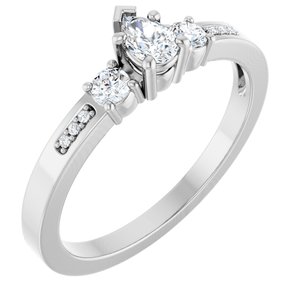 14K X1 White Gold 4.5x3 mm Pear Ring Mounting
