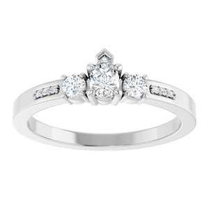14K White Gold 4.5x3 mm Pear Ring Mounting – image 5