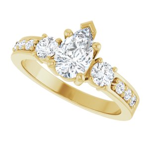 14K Yellow Gold 8x5 mm Pear Ring Mounting – image 8