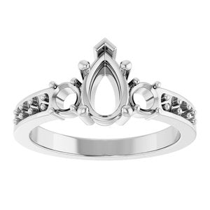 10K White Gold 8x5 mm Pear Ring Mounting – image 6