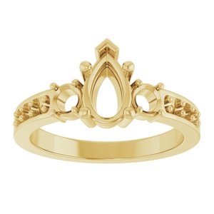 14K Yellow Gold 8x5 mm Pear Ring Mounting – image 6