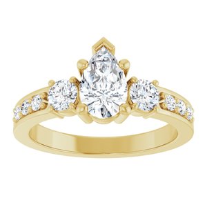18K Yellow Gold 8x5 mm Pear Ring Mounting – image 5