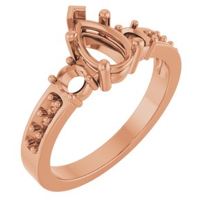 10K Rose Gold 8x5 mm Pear Ring Mounting – image 2