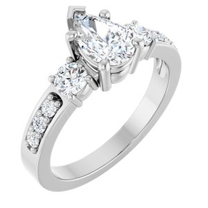 18K White Gold 8x5 mm Pear Ring Mounting