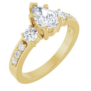 14K Yellow Gold 8x5 mm Pear Ring Mounting
