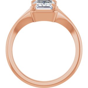 10K Rose Gold 8x6 mm Emerald Ring Mounting – image 3