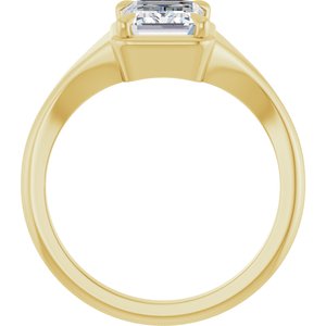 14K Yellow Gold 8x6 mm Emerald Ring Mounting – image 3