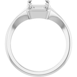 14K White Gold 8x6 mm Emerald Ring Mounting – image 4