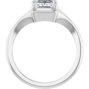 10K White Gold 8x6 mm Emerald Ring Mounting – image 3
