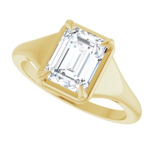 10K Yellow Gold 8x6 mm Emerald Ring Mounting – image 8