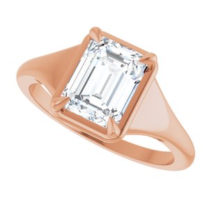 18K Rose Gold 8x6 mm Emerald Ring Mounting – image 8