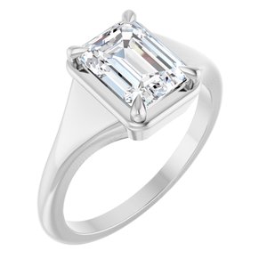 Sterling Silver 8x6 mm Emerald Ring Mounting