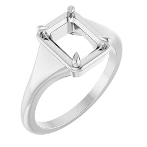 10K White Gold 8x6 mm Emerald Ring Mounting – image 2