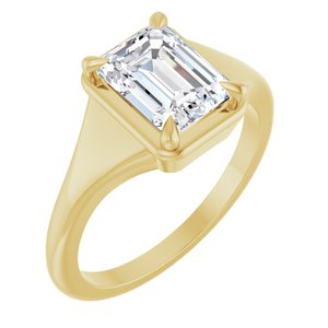 10K Yellow Gold 8x6 mm Emerald Ring Mounting