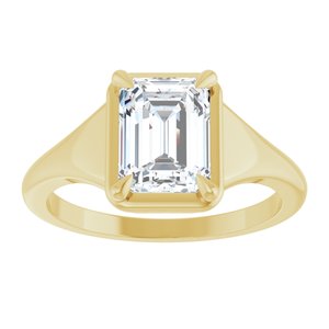 18K Yellow Gold 8x6 mm Emerald Ring Mounting – image 5