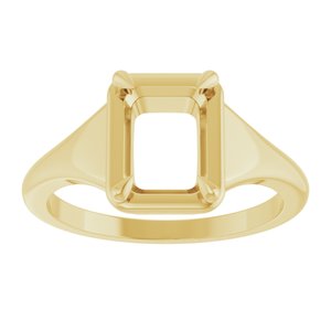 14K Yellow Gold 8x6 mm Emerald Ring Mounting – image 6