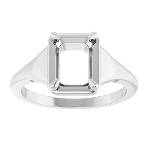 18K White Gold 8x6 mm Emerald Ring Mounting – image 6