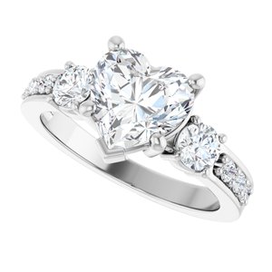 10K White Gold 8x8 mm Heart Ring Mounting – image 8