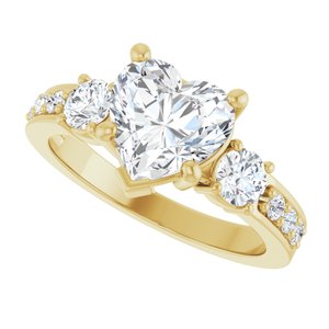 18K Yellow Gold 8x8 mm Heart Ring Mounting – image 8