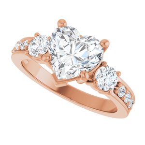 10K Rose Gold 8x8 mm Heart Ring Mounting – image 8