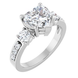 10K White Gold 8x8 mm Heart Ring Mounting