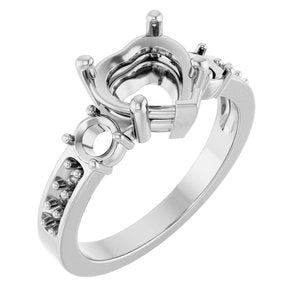 14K White Gold 8x8 mm Heart Ring Mounting – image 2