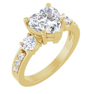 14K Yellow Gold 8x8 mm Heart Ring Mounting