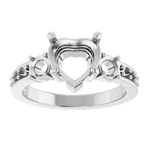 10K White Gold 8x8 mm Heart Ring Mounting – image 6