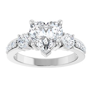 10K White Gold 8x8 mm Heart Ring Mounting – image 5