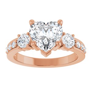 10K Rose Gold 8x8 mm Heart Ring Mounting – image 5