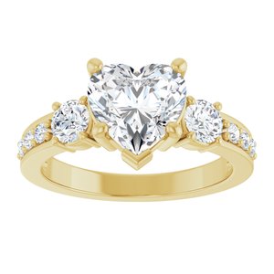 18K Yellow Gold 8x8 mm Heart Ring Mounting – image 5