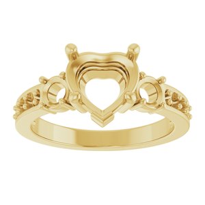 10K Yellow Gold 8x8 mm Heart Ring Mounting – image 6