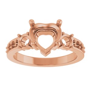 10K Rose Gold 8x8 mm Heart Ring Mounting – image 6
