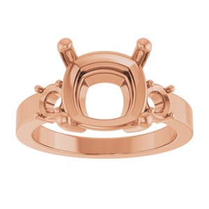 10K Rose Gold 10x10 mm Cushion Ring Mounting – image 6