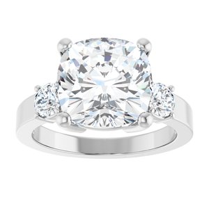 10K White Gold 10x10 mm Cushion Ring Mounting – image 5