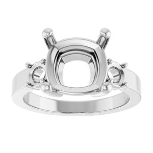 10K White Gold 10x10 mm Cushion Ring Mounting – image 6
