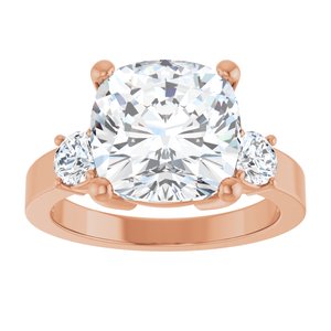 10K Rose Gold 10x10 mm Cushion Ring Mounting – image 5