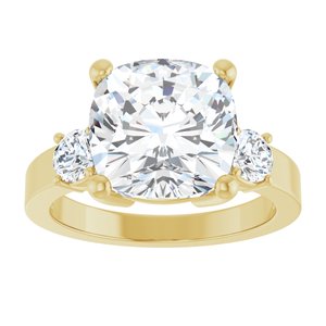 18K Yellow Gold 10x10 mm Cushion Ring Mounting – image 5