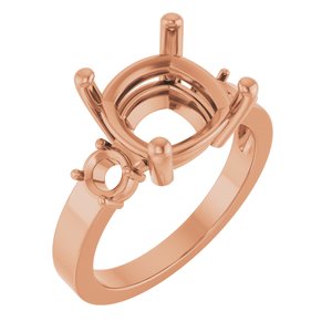 10K Rose Gold 10x10 mm Cushion Ring Mounting – image 2