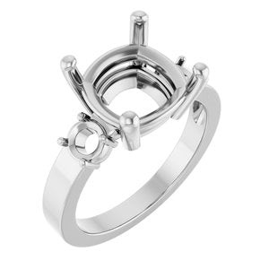 Platinum 10x10 mm Cushion Ring Mounting – image 2